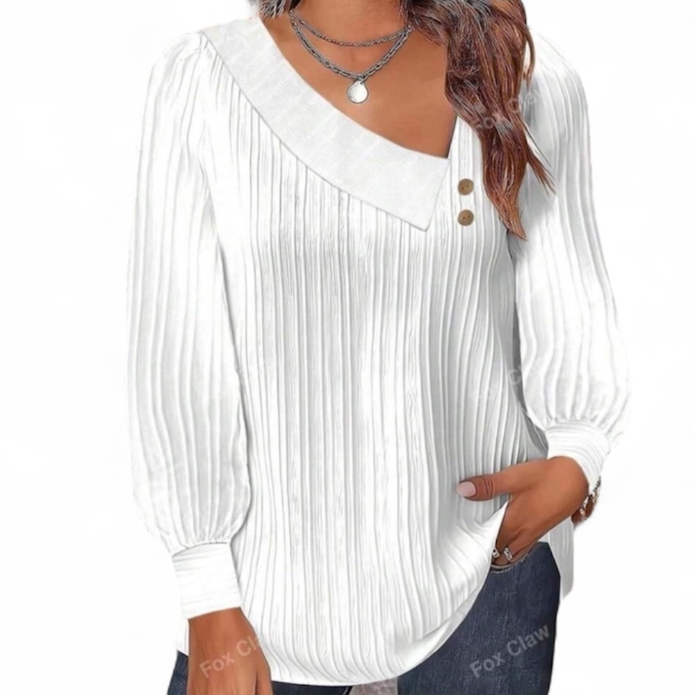 SHEIN Plus Size Women's Long Sleeve Solid Color Casual Blouse 5XL